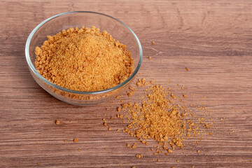 Muscovado sugar in a glass bowl