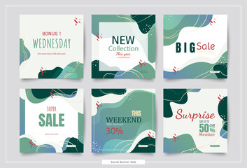 Social media sale collection posts. Promotional square banner colorful template  design. Vector  modern abstract for business website creative . 