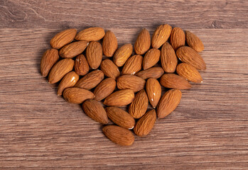 almonds on wooden table
