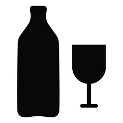 wine bottle and glass icon
