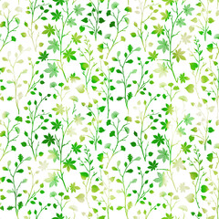 Spring leaves pattern seamless background Green fresh texture Decorative repeat texture with leaf and branches tree. Template for design fabric, backgrounds, wrapping paper, package, covers