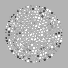 Grayscale colored abstract shapes made of dots in radial arrangement
