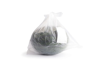 Watermelon in bag on white background.