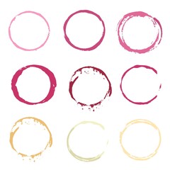 Vector color red and white Wine stain circles on white background
