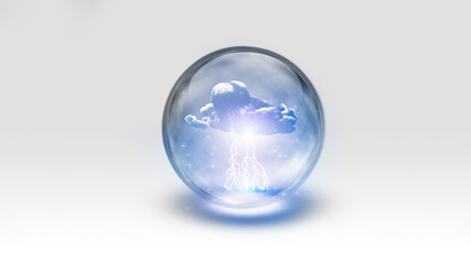 Sphere contains storm cloud. 3D rendering