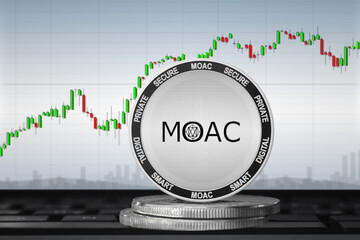 MOAC cryptocurrency; MOAC coin on the background of the chart