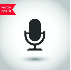 Mic vector icon. Microphone vector icon. Mic sign. Karaoke microphone icon. Broadcast mic sign. EPS 10 flat symbol pictogram.