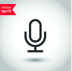 Mic vector icon. Microphone vector icon. Mic sign. Karaoke microphone icon. Broadcast mic sign. EPS 10 flat symbol pictogram.
