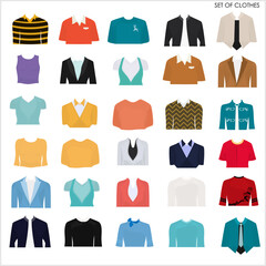 Set of various clothes on a white background