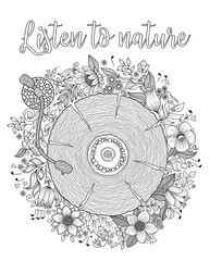 Print for coloring book page for adults.