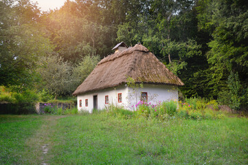 Fototapeta na wymiar Ukrainian folk architecture. Public outdoor museum of Ukrainian Folk Architecture and Life in Pirogov village in Kiev (Kyiv) outskirts, Ukraine.