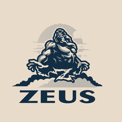 Zeus god on a mountain among the clouds