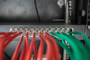 Network panel, switch and cable in data center