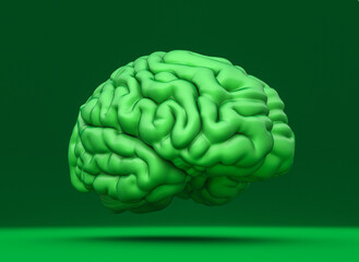 green brain on monochrome background.