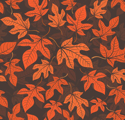 seamless green leaves pattern vector illustration