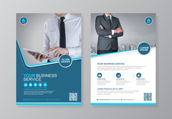 Corporate business cover and back page a4 flyer design template for print - obrazy, fototapety, plakaty