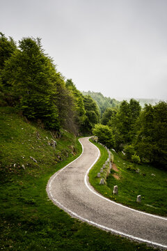 Italy,?Province of Verona,?Verona, Winding country road in?Italian Alps