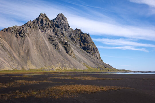 View to the famous Vestrahorn and Stokksnes