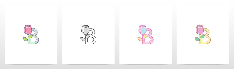 Rose On Letter Logo Design B