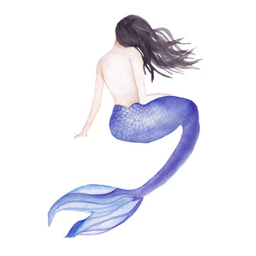 Hand painted watercolor mermaid