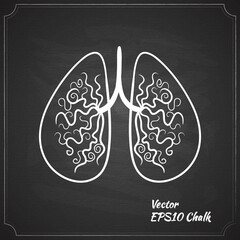 chalk painted man lungs on the chalkboard vector illustration