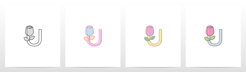 Rose On Letter Logo Design U