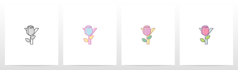 Rose On Letter Logo Design Y