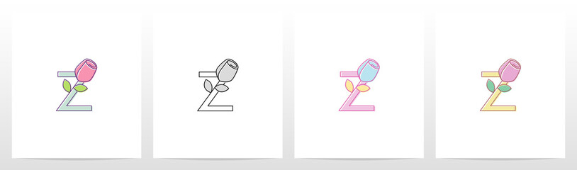 Rose On Letter Logo Design Z