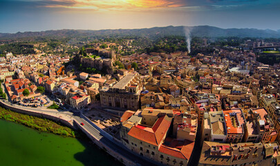 Obraz premium Tarragona. Aerial view in Tortosa, city of Tarragona.Catalonia,Spain. Drone Photo