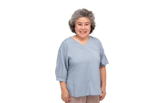 Portrait of Asian senior woman smile isolated over white background