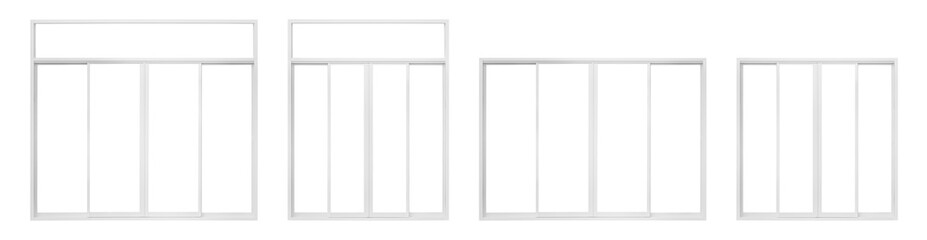 Real house window frame set collection isolated on white background