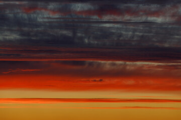 Fiery orange sunset sky. Beautiful sky.