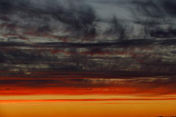 Fiery orange sunset sky. Beautiful sky.