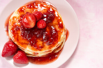 pancakes with strawberry jam