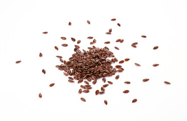 flaxseeds isolated on a white background. proper nutrition and weight loss