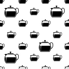 Tea Kettle Icon Seamless Pattern, Tea Pot, Hot Water Boiling Device