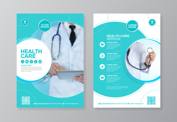 Corporate healthcare and medical cover and back page a4 flyer design template for print