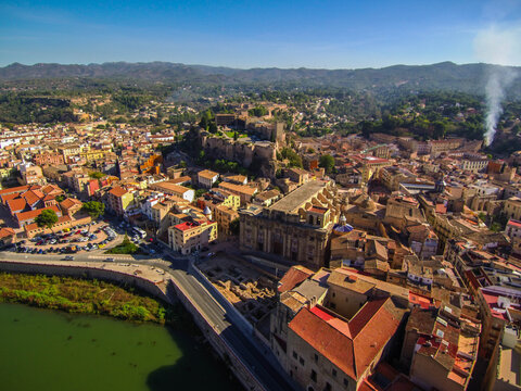 Aerial view in Tortosa, city of Tarragona.Catalonia,Spain. Drone Photo