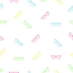 Seamless Pattern colorful Glasses. Pink, green, blue and yellow glasses vector illustration.