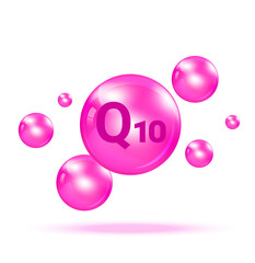 Vitamin Q10  Graphic Medicine Bubble on white background Illustration. Health care and Medical Concept Design.