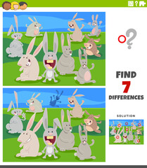 differences educational game with cartoon rabbits