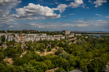 Fototapeta na wymiar Aerial view of the Galati city in summer season, Romania