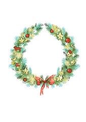 a Christmas wreath with decorations