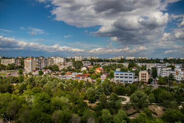 Fototapeta na wymiar Aerial view of the Galati city in summer season, Romania