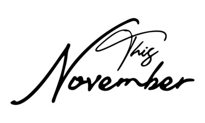 This November Typography Black Color Text On White Background