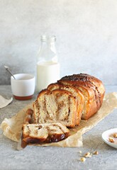 Sourdough Twist bread with walnut filling. Homemade Walnut Babka.