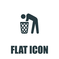 Male character dipped his hand in the trash can pictogram