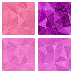 Pink, grey and violet triangle vector background or chevron surface pattern set for decoration wallpaper