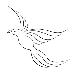 Black outline of flying bird