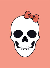 Skull with a pink bow